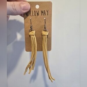Willow May Mustard Yellow Faux Leather Tassel Earrings